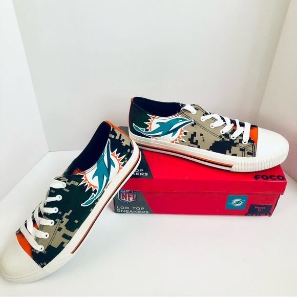 FOCO - Miami Dolphins Low Top Sneakers Digi Camo Tan/Green/Brown/Orange/White 11 - Picture 13 of 13